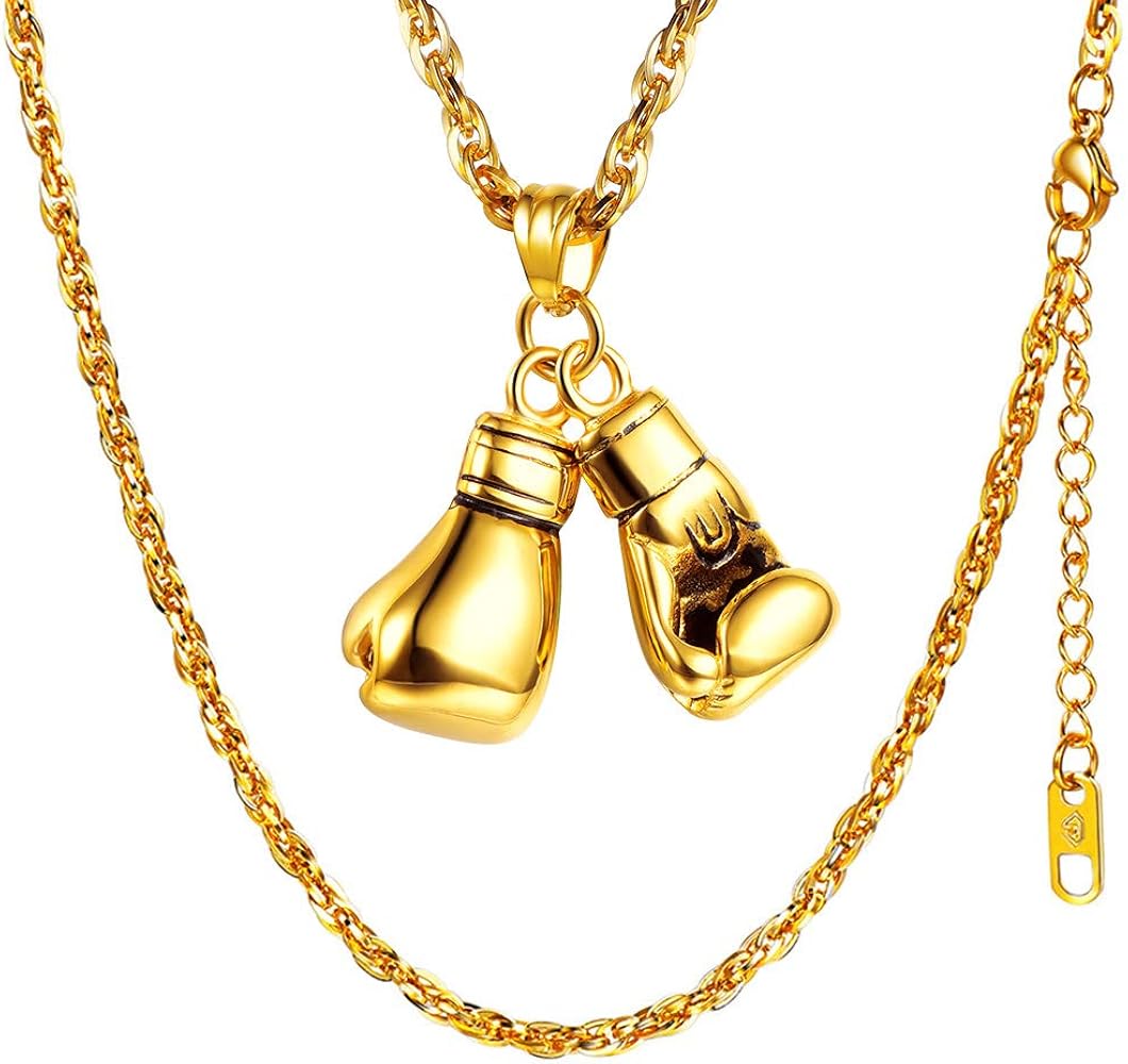 18k Gold Plated 'BB' Boxing Glove Pendant & Necklace