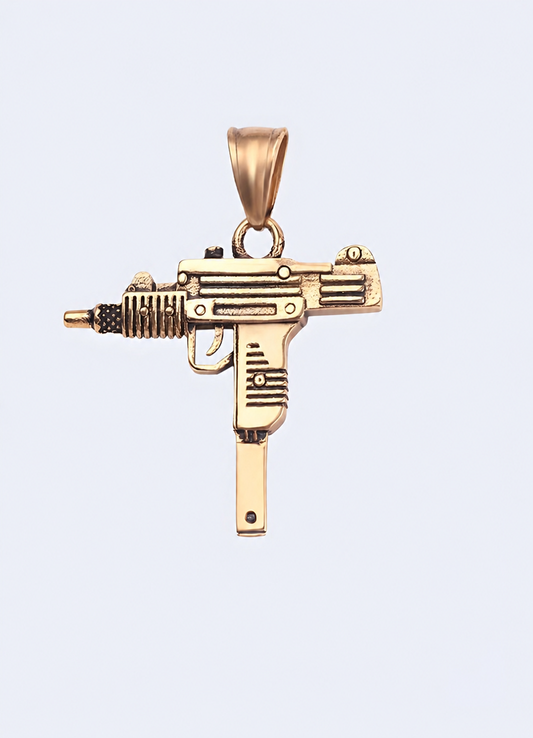 18k Gold Plated Uzi Gun - Pendant Only.